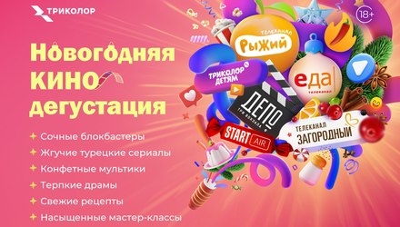 Телеканалы «Загородный», «Еда» и «Рыжий» вместе с «Триколор» приглашают на «Новогоднюю кинодегустацию» в «Депо. Три вокзала»